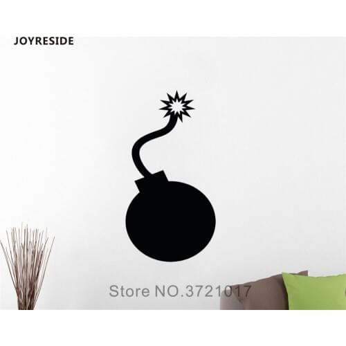JOYRESIDE Cartoon Bomb Wall Sticker Comic Retro Decals Vinyl Kids Boys Playroom Bedroom Living room Interior Design Mural A1276