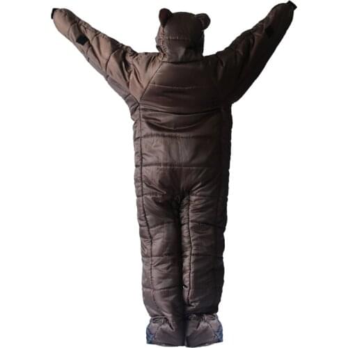 2020 Newest Patent Bear Sleeping Bag Winter Warm Cotton Mummy Sleeping Bag for Camping Fishing Resting Hiking Length 190-210cm