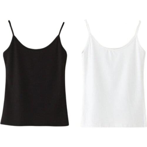 2021 New Women Vest Spaghetti Straps Solid Color Women Sleeveless Slim Camisole Tank Top for Summer