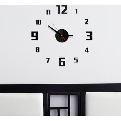 New 3D Wall Clock Modern Design DIY Acrylic Mirror Stickers Clock For Living Room Bedroom Home Decor Large Silent Elreloj Mural