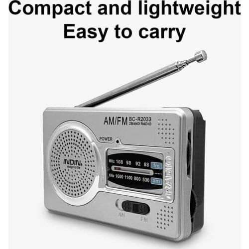 NEW Pocket Size Low Power Consumption Built-in Speaker Full Band Mini AM FM Radio Recorder For Home Retractable Antenna BC-R2033