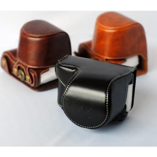 NEW Luxury Leather Camera Bag Case for SONY A5100 A5000 ILCE-5000L NEX-3N NEX 3N 16-50mm Camera Carry Bags Cover with Strap