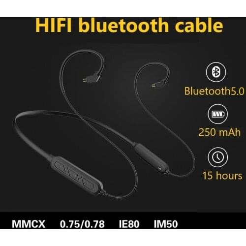 Upgrate Wireless Bluetooth 5.0 HiFi Headphone Cable Mmcx 0.78mm 0.75mm IE80 IM50 A2DC Lossless Cable for ATH Shure Sennheiser