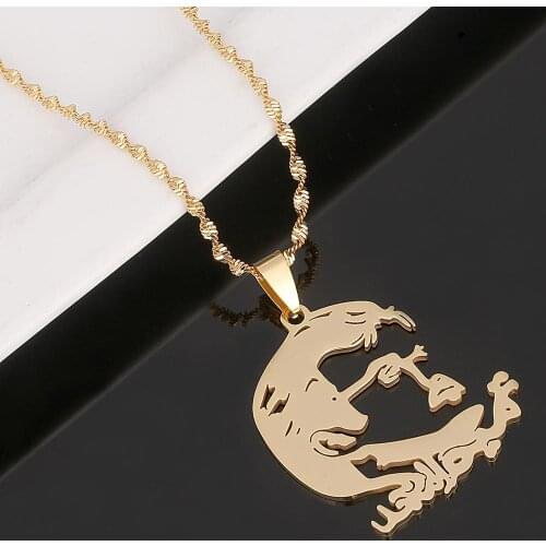 Stainless Steel Qatar Pendant Necklace for Women Girls Gold Color The Qatar Charm Jewelry