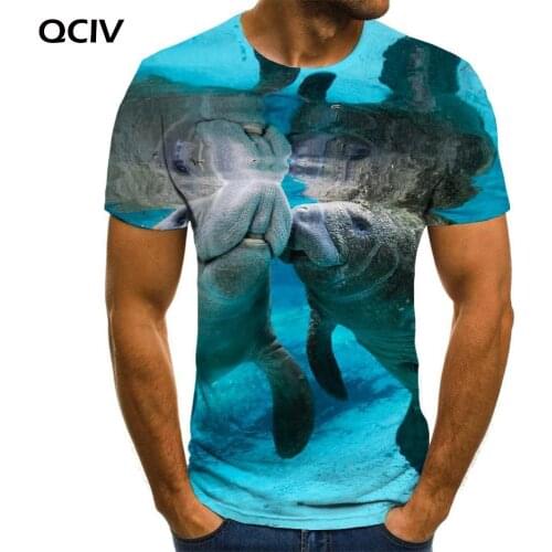 QCIV Brand Ocean T-shirt Men Animal Tshirt Printed Love T-shirts 3d Novelty Anime Clothes Mens Clothing Hip hop Casual Tops