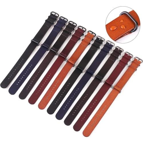 NATO Leather ZULU Watchband Strap Men Women Silver Black Ring Buckle Wrist Bracelet Band Accessories 14mm 16 18mm 20mm 22mm 24mm