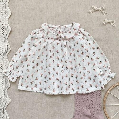 Spring Doll Collar Kids Baby Girls Embroidery Floral Shirt For Girls Shirt Kids Baby Girl Shirt Girls Childrens Clothes Shirt