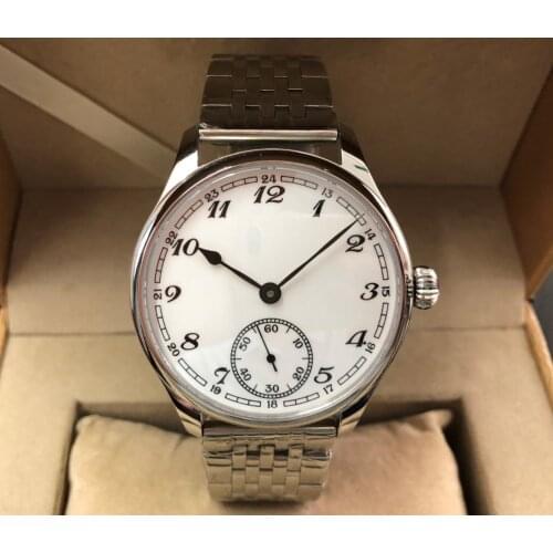 Sapphire crystal or Mineral glass 44mm GEERVO Enamel White dial Asian 6498 17 jewels movement Mens Mechanical watches GR08-21