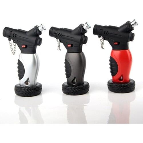 Detachable Tire Bottom for Easy Standing Creative Spray Gun Welding Torch Straight Into The Lighter with Lid Safety Cool Lighter