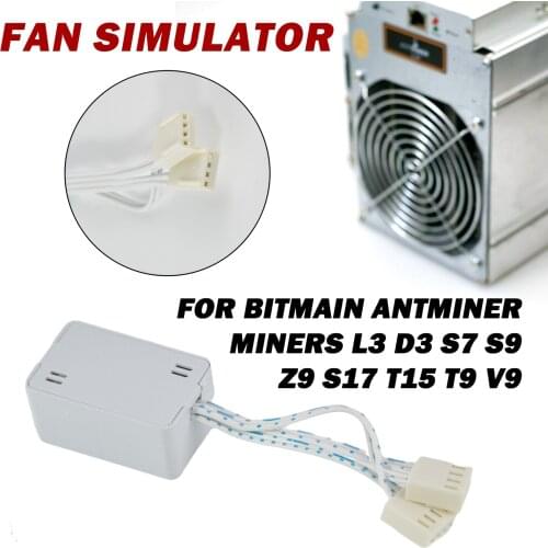 Fan Simulator for Bitmain Antminer Miners L3 D3 S7 S9 Z9 S17 T15 T9 V9 Silencer Wire Automatic Speed Regulation White