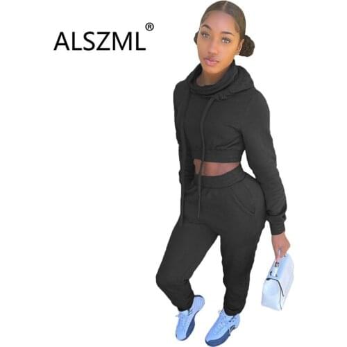 Activewear Womens Set Hooded Track Jacket Jogger Pants Suit Sport Matching Tracksuit Two Piece Set Fitness Outfit