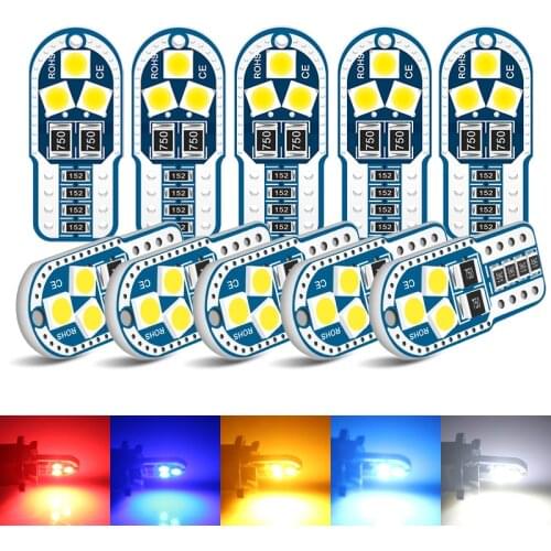 10pcs T10 LED W5W Led Bulbs Canbus 168 194 6000K White Dome Reading License Plate Light Signal Lamp Car Interior Light Auto 12v