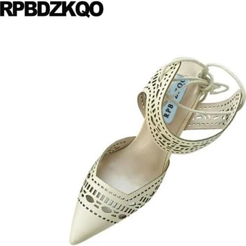 Thin high heels women ankle strap dress shoes strange lace up boots gladiator slingback 3 inch pumps sandals ladies pointed toe