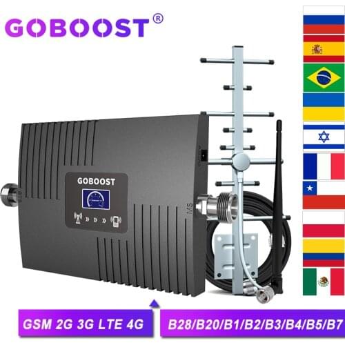 GOBOOST Cellular Signal Booster Repeater GSM 800 900 1800 2100 2600 Amplifier GSM 2G 3G 4G Signal Booster 850 LTE 4G Amplifier