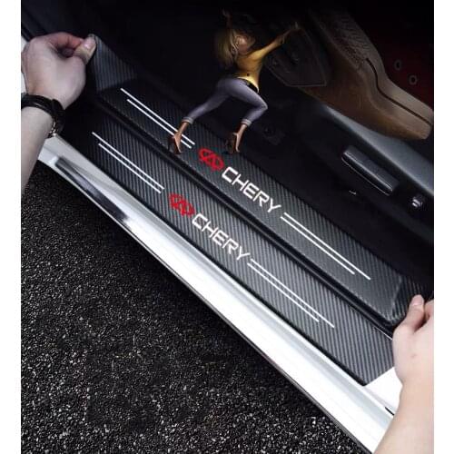 4pcs/set Car Door Sill Protector Leather Vinyl Stickers For Chery Fulwin QQ Tiggo 3 5 T11 A1 A3 A5 Threshold Decals Accessories