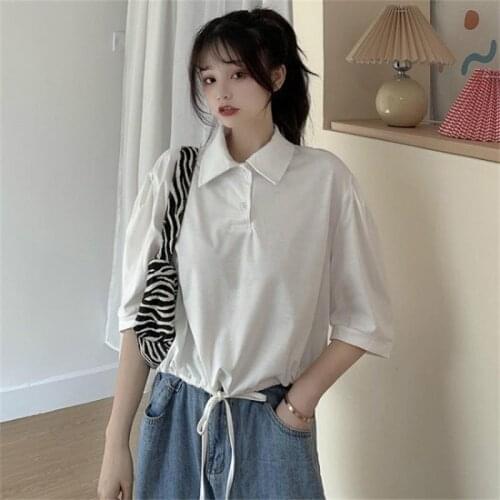 Womens T-shirts Tops Japanese Kawaii Ulzzang Loose Casual Solid Color Lazy Ins Tshirt Female Korean Harajuku Clothes For Women