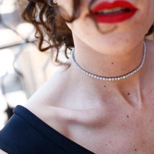 Cheapest factory price wholesale fashion bling bling cz paved tennis chain choker for women lady necklace wedding jewelry