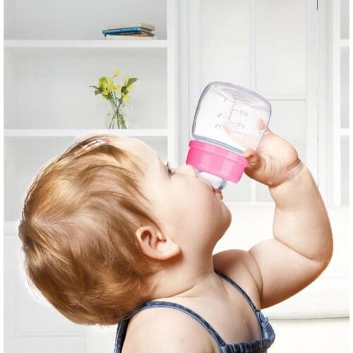 1PCS Cute Baby Bottle Infant Newborn Cup Children Learn Feeding Drinking Handle Bottle Kids Straw Juice Water Bottles 60ML