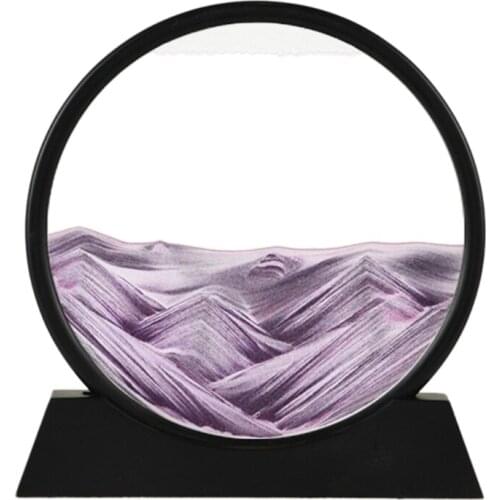 12" Moving Sand Art Picture Round Glass Flowing Sand Frame 3D Deep Sea Sandscape in Motion Display Relaxing Home Office