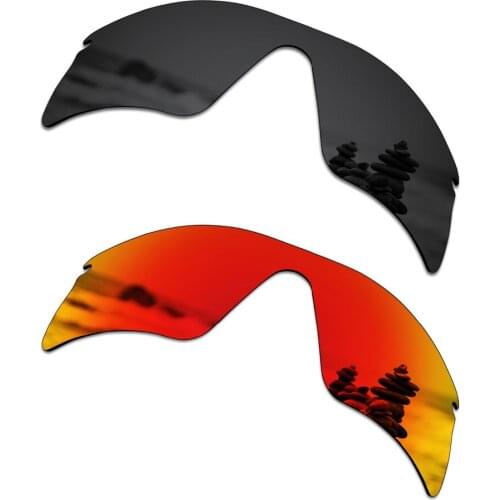 SmartVLT 2 Pieces Polarized Sunglasses Replacement Lenses for Oakley Radar Range Stealth Black and Fire Red