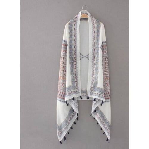 2021 Fashion Bohemian Aztec Ethnic Tassel Viscose Shawl Scarf Lady High Quality Pashmina Foulards Stole Bufandas Muslim Hijab