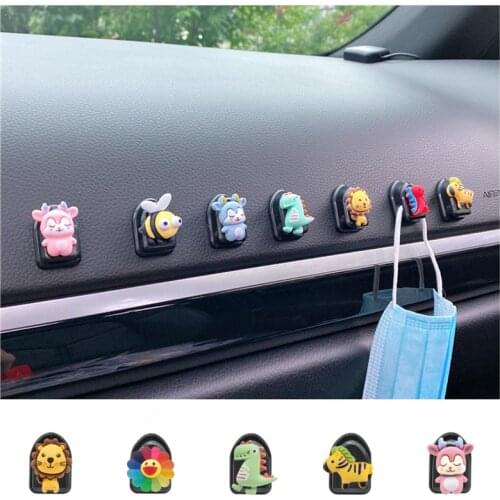 4PCS Animal Car Hooks Wall-mounted Home Decor Blossom Sundries Holder Hooks Multifunction Masks Keys Organizer Hanger Hangers