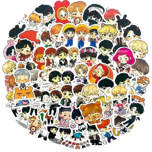 63Pcs Cut Expression Sticks Cartoon Q Version Korean Combination Sticker For Refrigerator Scrapbooking Suitcase Pvc Graffiti