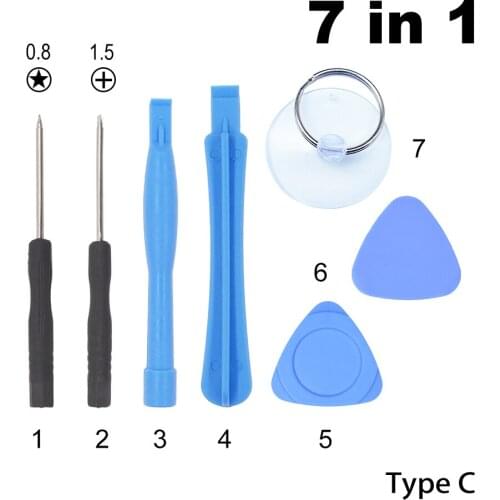7 in 1 Repair Opening Tools Kit Pry Tool With 0.8 Pentalobe 1.5 Phillips For iPhone 4G 5G 6G 6Plus Samsung 2000 Sets