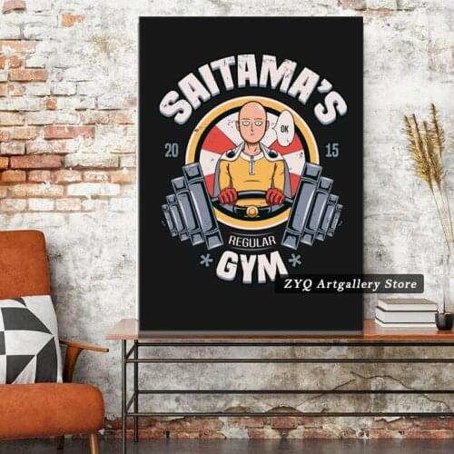 One Punch Man Saitama Gym Anime Poster Art Picture Prints Home Decor Wall Canvas Painting Decoration For Living Room