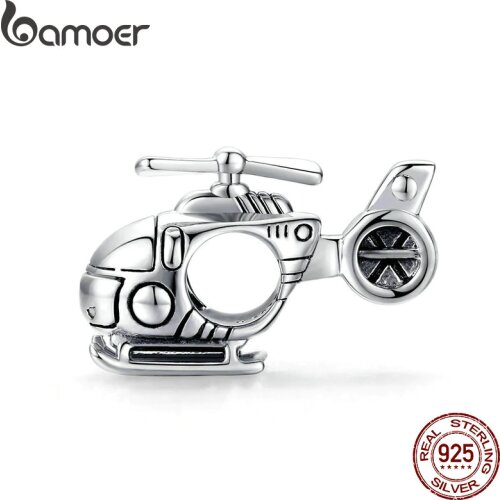 Bamoer 925 Sterling Silver Charm for Original DIY Bracelet & Bangle Vintage Little Helicopter Charms Jewelry Bracelet SCC1699