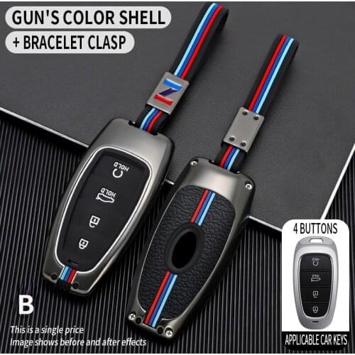 Zinc Alloy +Silicone Car Key Case Cover for Hyundai Solaris Sonata Hybrid NEXO NX4 New Grand Santa Fe Tucson 2020 2021
