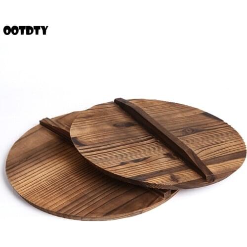Wooden Pot Lid Cover For Anti-Scalding Wok Lid Hypotenuse Iron Woodkid Iron Pan Lid Handmade Kitchen Utensil