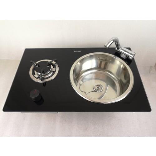 1 Buner Gas Stove Hob Sink Combo Tempered Glass 1*1.8KW 580*365*130mm GR-B213B Boat Caravan Camper