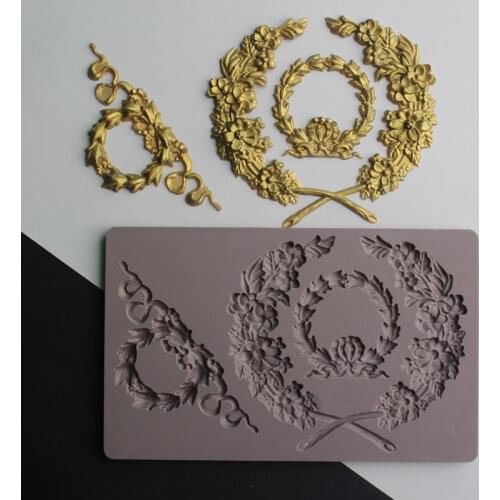 Garland & Wreath Wedding Decoration Silicone Fondant Mould Cake Decor Tools Chocolate Gumpaste Molds, Sugarcraft, Kitchen Gadget