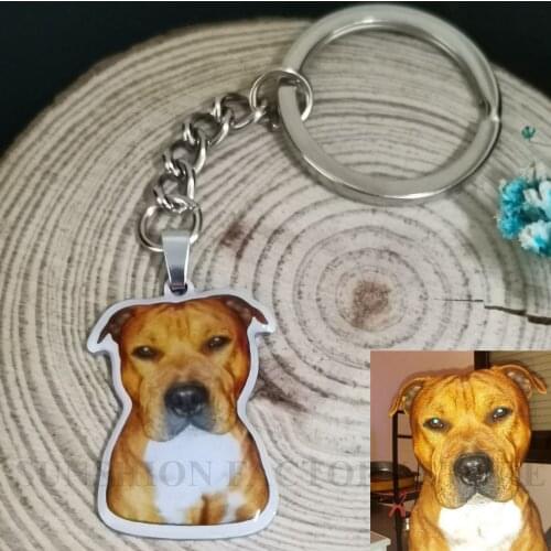 Customize Colorful Pet Keychain Personalized Picture Keyring pets Photo Keychain Pet Memorial Gift For Pet Lover Gift