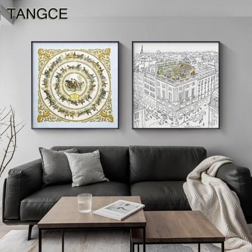 Nordic Palace Style Canvas Painting European Classic Luxury Posters N Prints Garden Landscape Wall Art Picture for Living Room