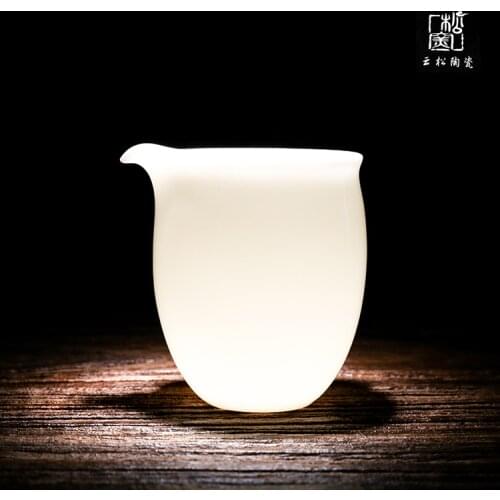Ceramic Whiteware Kung Fu Tea Set Gel Grease White Jade Porcelain Pitcher New Product Tea Pitcher Tea Cup Tea Ceremony Strainer