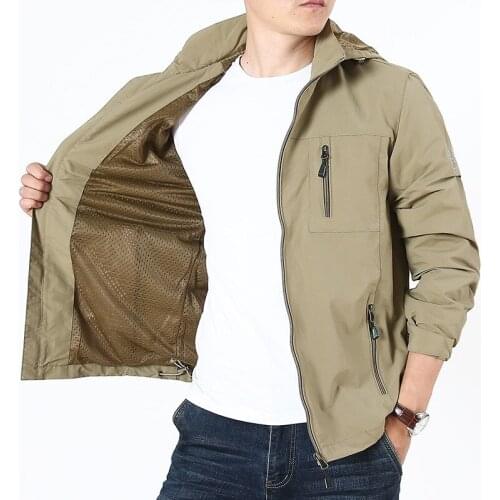 Spring Autumn Military Jacket Men Casual Hooded Mesh Liner Outdoor Quick Dry Jacket Windproof Mountaineering Coat Men M-4XL