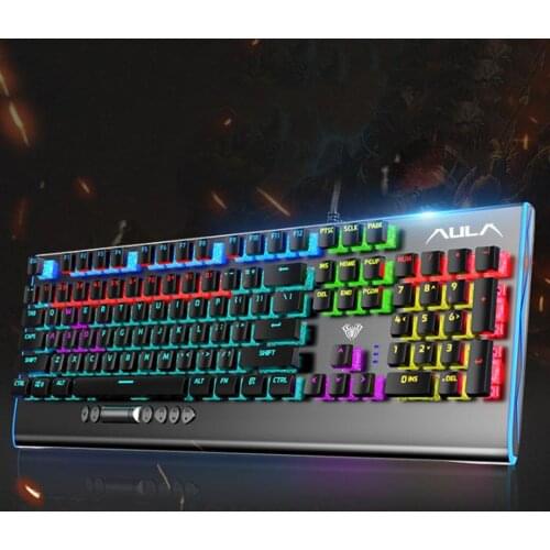 RGB Mechanical Keyboard with 104 Keys Metal Panel for PC Gamers Desktop