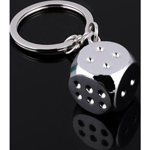 Aquare dice keychain fashion gamble boson key chains cool man bag pendants charm female car accessory jewelry