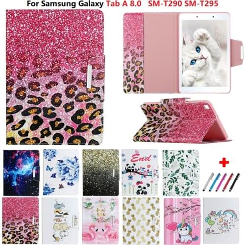 Paint Fashion Flip Tablet Case For Galaxy Tab A 8.0 8" Back Shockproof Cover For T290 T295 For Samsung Tab A8 2019 Stand Cover