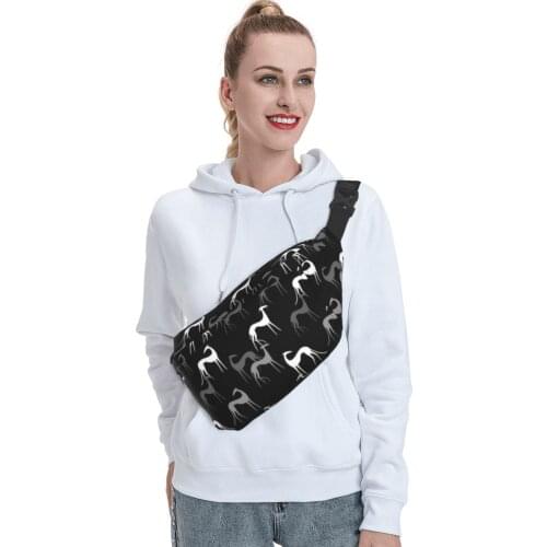 NOISYDESIGNS Sling Bag Black Casual Functional Men Chest Bag Greyhound Print Men Large Shoulder Messenger Bags Designer Pack