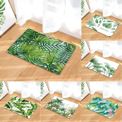 Tropical Green Plants Flowers Birds Style Bathroom Carpets Bath Mat Set 3D Printed Bathroom Floor Carpets Toilet Rugs WC Doormat
