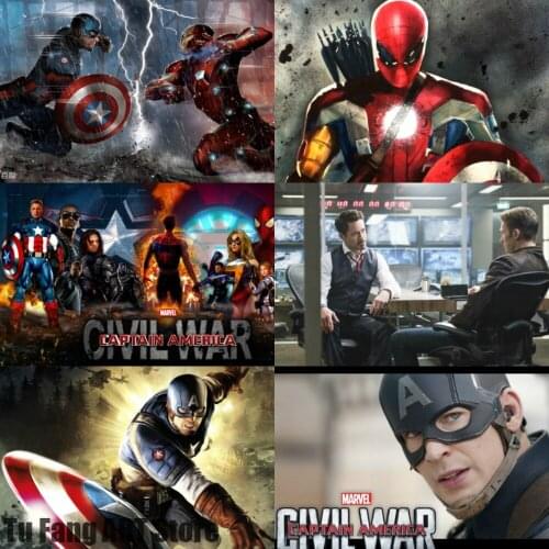 Wall Art Canvas Painting Marvel Captain America 3 Heroes Prints Posters Home Decor Pictures for Bedroom Kids Room Decoration