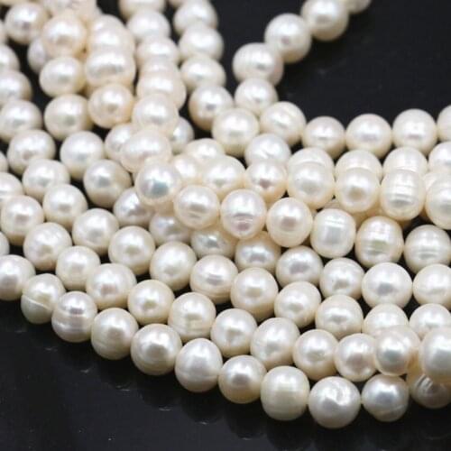 Natural White Freshwater Pearl Baroque Nearround Loose Beads For Necklace Bracelet 7-8mm Jewelry Making Pearls Beads 14.5" A481