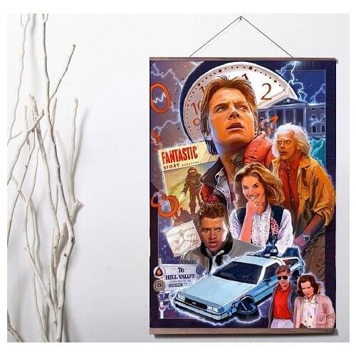 Back To The Future Marty McFly Movie Art Canvas print poster decoration painting with solid wood hanging scroll