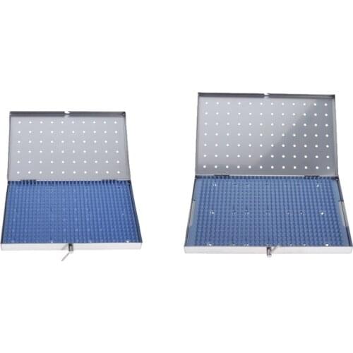 Stainless Steel Instrument Disinfection Sterilizer Tray Holder Cassette with Silicone Mat Insert