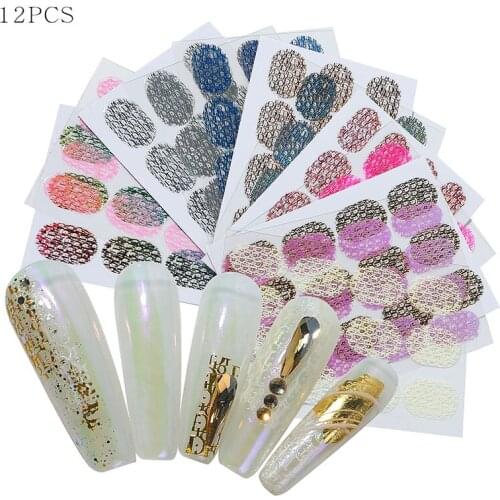 New 12pcs/lot Snake Skin Nail Sticker Designer Laser Glitter Net Line Holographic 3D Silk Neon Nail Art Decorations