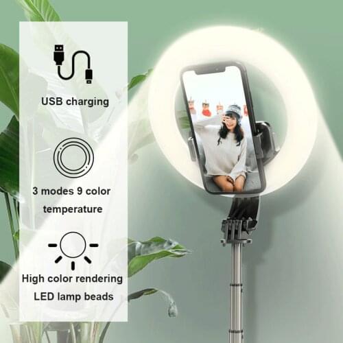 2021 New 4 In 1 Ring Selfie Light Wireless Bluetooth Selfie Stick Mini Tripod Remote Telescopic Photography Light