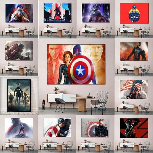 Marvel Captain America Movie Canvas Painting Disney Avenger Hero Posters and Prints Wall Art Pictures for Living Home Room Decor